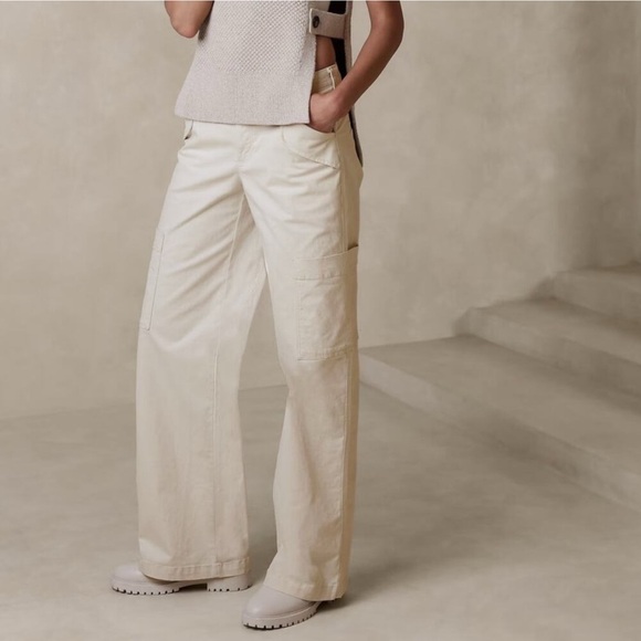 Banana Republic Cream Wide Leg Pants - Picture 1 of 5